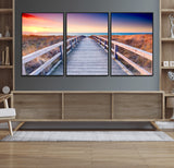 60625-MGV-CV-36X24-Beach Boardwalk Sunrise Wall Art – Coastal Pathway to Ocean Canvas Print, Seaside Landscape Decor for Home or Office