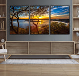 71863-MGV-CV-36X24-Lake Sunset Wall Art – Scenic Nature Canvas Print with Trees and Golden Sky, Serene Landscape Decor for Living Room, Bedroom or