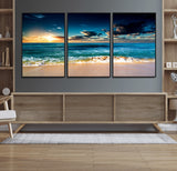 88985-MGV-CV-36X24-Ocean Sunset Wall Art – Tranquil Beach Waves Canvas Print, Coastal Seascape Decor for Living Room or Office