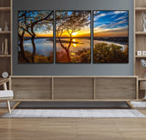 66839-MGV-CV-36X24-Lake Sunset Wall Art – Golden Hour Canvas Print with Trees and Water Reflection, Scenic Landscape Photography for Living Room,