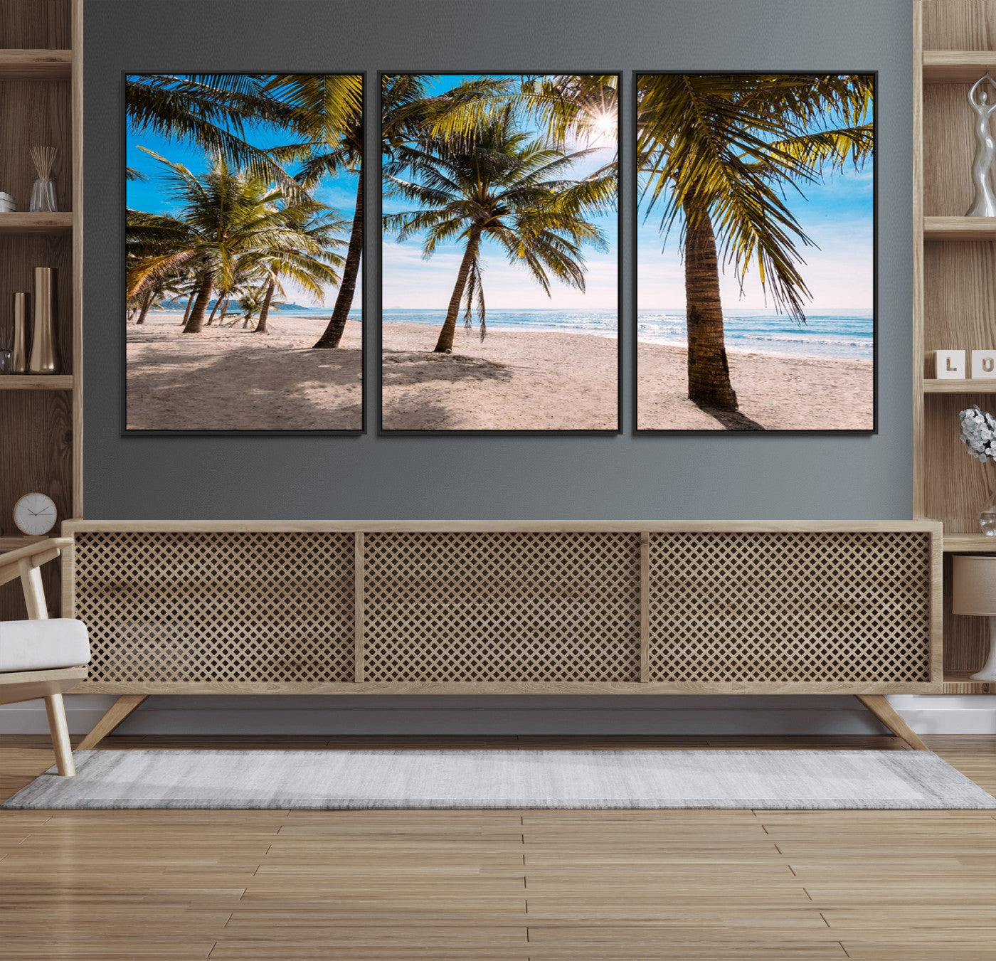 98175-MGV-CV-36X24-Tropical Palm Beach Wall Art – Relaxing Ocean Shore Canvas Print with Palm Trees, Coastal Summer Decor for Living Room, Bedroom or