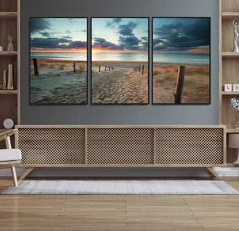 25788-MGV-CV-36X24-Sunset Beach Path Wall Art – Scenic Coastal Dunes and Ocean Canvas Print, Tranquil Seaside Landscape Decor for Living Room or