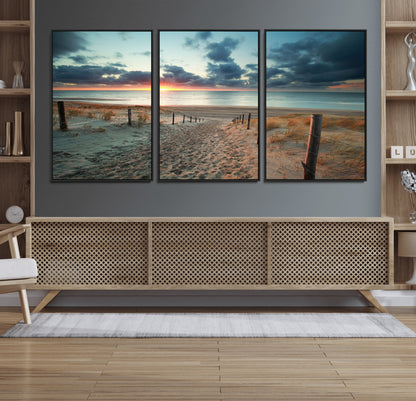 25788-MGV-CV-36X24-Sunset Beach Path Wall Art – Scenic Coastal Dunes and Ocean Canvas Print, Tranquil Seaside Landscape Decor for Living Room or