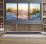 48907-MGV-CV-36X24-Beach Sunset Wall Art – Coastal Sand Dunes and Ocean View Canvas Print, Serene Seaside Landscape Painting for Living Room, Bedroom
