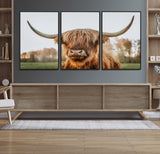 64824-MGV-CV-36X24-Highland Cow Wall Art – Rustic Scottish Bull Canvas Print, Farmhouse Animal Decor for Living Room, Bedroom, Office or Cabin