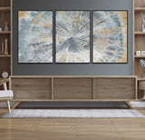 17631-MGV-CV-36X24-Radiant Burst Wall Art – Abstract Sunburst Canvas Print in Blue and Gold, Modern Geometric Painting for Living Room, Office or