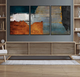 35026-MGV-CV-36X24-Abstract Canvas Wall Art – Modern Teal, Rust, Black and Gold Textured Painting, Contemporary Decor for Living Room, Bedroom