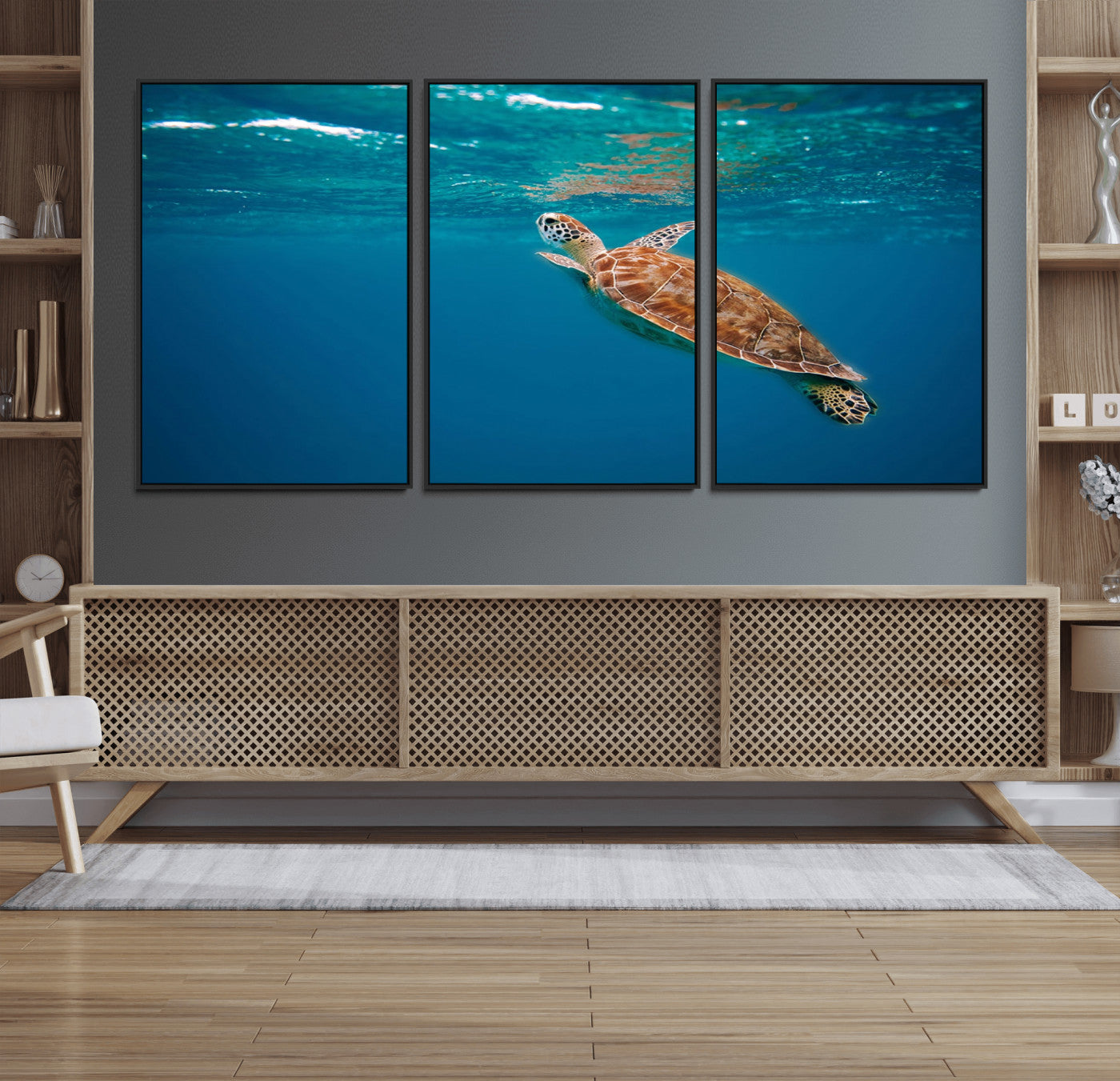 91440-MGV-CV-36X24-Sea Turtle Wall Art – Ocean Turtle Canvas Print, Underwater Marine Life Decor for Living Room, Office, Beach House or Bathroom