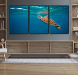 91440-MGV-CV-36X24-Sea Turtle Wall Art – Ocean Turtle Canvas Print, Underwater Marine Life Decor for Living Room, Office, Beach House or Bathroom