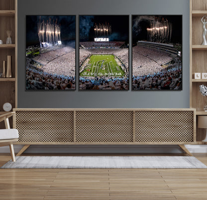 11391-MGV-CV-36X24-Penn State Stadium Wall Art – Panoramic White Out Football Game Canvas Print, College Sports Decor for Office, Man Cave, or Living