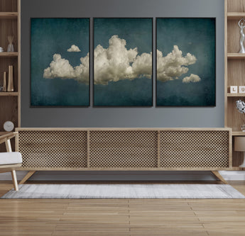 18162-MGV-FC-60X30-3P_Black-Ethereal Cloud Wall Art – Panoramic Sky Canvas Print, Dreamy Atmospheric Decor for Bedroom, Living Room or Office