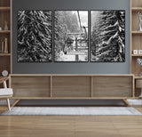 19240-MGV-FC-60X30-3P_Black-Ski Lift Wall Art – Black and White Winter Mountain Canvas Print, Snowy Forest Ski Resort Photography for Cabin, Lodge, Office or