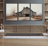 11602-MGV-FC-60X30-3P_Black-Old Barn Wall Art Canvas Print, Framed Rustic Barn Art Picture Print, Old Farmhouse Perfect Rustic Farmhouse Decor Artwork
