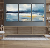 19746-MGV-FC-60X30-3P_Black-Abstract Ocean Wall Art – Modern Coastal Canvas Print with Blue, White and Gold Textures, Contemporary Seascape Painting for