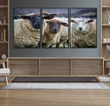 18418-MGV-CV-36X24-Sheep Wall Art Canvas Print, Framed Farmhouse Sheep Art Picture Print, Sheep Herd Perfect Rustic Farmhouse Decor Artwork