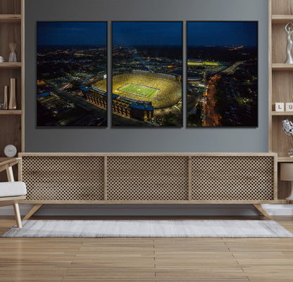 33588-MGV-CV-36X24-Football Stadium Wall Art – Aerial Night Game Canvas Print Packed Field City Lights, Sports Photography Decor for Game Room, Man
