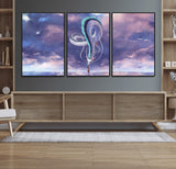 66864-MGV-CV-36X24-Fantasy Dragon Wall Art – Mystical Canvas Print Girl and Sky Serpent Dreamlike Clouds, Magical Anime Inspired Decor for Living