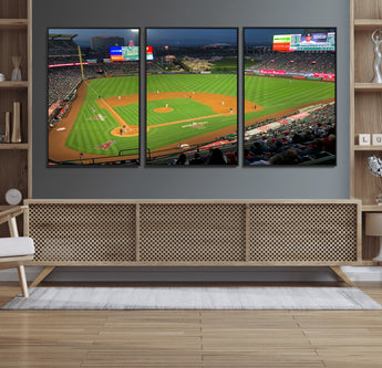 93707-MGV-CV-36X24-Los Angeles Stadium Wall Art Canvas Print, Framed Angel Stadium Field Art Picture Print, Anaheim Stadium Perfect Sports Room Decor