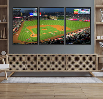 93707-MGV-CV-36X24-Los Angeles Stadium Wall Art Canvas Print, Framed Angel Stadium Field Art Picture Print, Anaheim Stadium Perfect Sports Room Decor