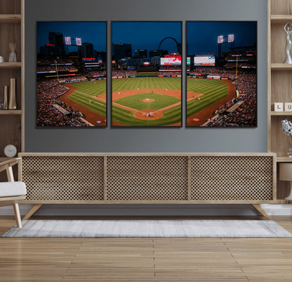 38612-MGV-CV-36X24-Busch Stadium Wall Art Canvas Print, Framed Missouri Stadium Art Picture Print, Busch Stadium Field Perfect Sports Room Decor