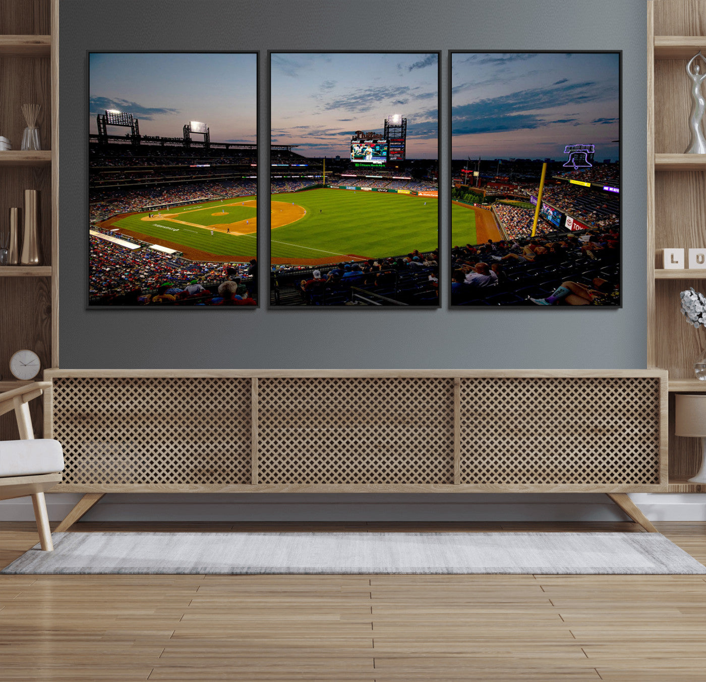 17415-MGV-CV-36X24-Philadelphia Phillies Stadium Wall Art Canvas Print, Framed Citizens Bank Park Art Picture Print, Phillies Stadium Field Perfect