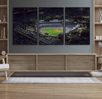 16515-MGV-CV-36X24-Dodgers Stadium Wall Art Canvas Print, Framed Baseball Stadium Art Picture Print, Dodgers Field Perfect Sport Room Decor Artwork
