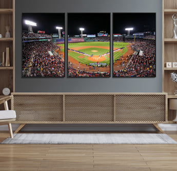 47365-MGV-FC-60X30-3P_Black-Fenway Park Stadium Wall Art Canvas Print, Framed Boston Baseball Stadium Art Picture Print, MLB Stadium Field Perfect Sport Room