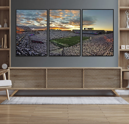 38807-MGV-FC-60X30-3P_Black-Beaver Stadium Wall Art Canvas Print, Framed Beaver Stadium Field Art Picture Print, Football Stadium Perfect Sport Room Decor