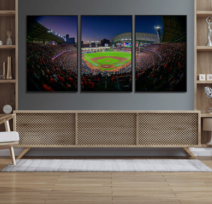 44322-MGV-FC-60X30-3P_Black-Minute Maid Park Wall Art Canvas Print, Framed Houston Astros Stadium Art Picture Print, Houston Astros Field Perfect Sports Room