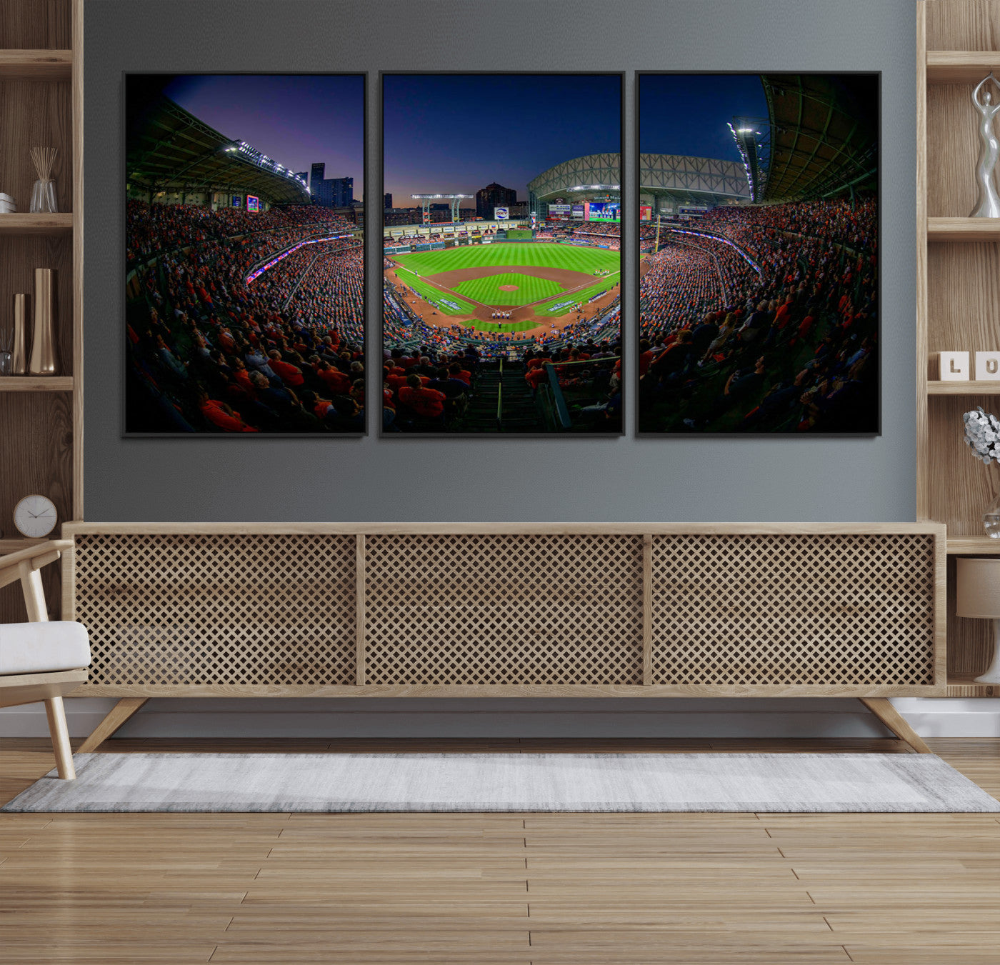 44322-MGV-CV-36X24-Minute Maid Park Wall Art Canvas Print, Framed Houston Astros Stadium Art Picture Print, Houston Astros Field Perfect Sports Room