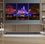 79435-MGV-FC-60X30-3P_Black-Disney Castle Wall Art Canvas Print, Framed Magic Kingdom Art Picture Print, Disney World Perfect Child Room Decor Artwork