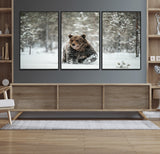 43350-MGV-FC-60X30-3P_Black-Wild Bear in Snow Wall Art – Majestic Wildlife Photography Print, Winter Forest Nature Decor for Cabin, Lodge, Rustic Home,