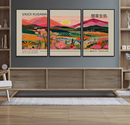 18304-MGV-FC-60X30-3P_Black-Sunset Mountain Landscape Wall Art – Panoramic Abstract Nature Canvas Print, Vibrant Wall Decor for Living Room, Bedroom, Office,