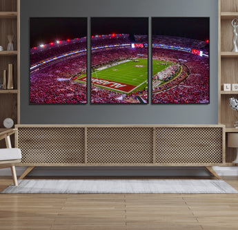 11343-MGV-FC-60X30-3P_Black-Bryant-Denny Stadium Wall Art – Panoramic Alabama Crimson Tide Football Field Canvas Print, Game Day Decor for Office, Man Cave or