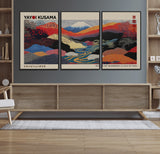 27188-MGV-FC-60X30-3P_Black-Yayoi Kusama Wall Art – Panoramic Abstract Landscape Canvas Print, Vibrant Modern Decor for Living Room, Bedroom, Office, or Art