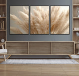 50300-MGV-CV-36X24-Pampas Grass Wall Art Canvas Print, Framed Minimalist Pampas Grass Art Picture Print, Beige Pampas Grass Perfect Minimalist Boho