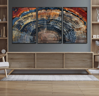 63519-MGV-CV-36X24-Tree Ring Wall Art – Rustic Nature Wood Grain Canvas Print, Abstract Natural Texture Artwork Poster for Living Room, Bedroom,