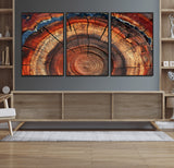 28555-MGV-CV-36X24-Tree Ring Wall Art – Rustic Wood Grain Canvas Print, Natural Texture Abstract Artwork Poster for Living Room, Bedroom, Office,