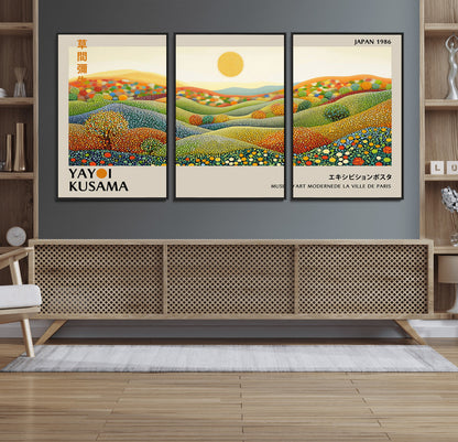 33864-MGV-CV-36X24-Pointillism Yayoi Wall Art Canvas Print, Framed Yayoi Kusama Art Picture Print, Yayoi Kusama Dot Perfect Abstract Nature Decor