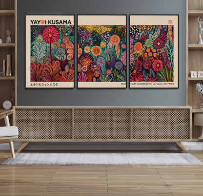 51280-MGV-CV-36X24-Abstract Yayoi Kusama Wall Art Canvas Print, Framed Japanese Wabi Sabi Art Picture Print, Yayoi Kusama Perfect Abstract Modern