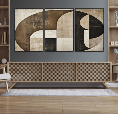 44796-MGV-FC-60X30-3P_Black-Wabi Sabi Wall Art Canvas Print, Framed Geometric Minimalist Art Picture Print, Modern Abstract Perfect Modern Abstract Decor