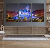 66710-MGV-CV-36X24-Enchanted Castle Wall Art – Magical Night Scene Canvas Print with Glowing Lights, Fantasy Architecture Artwork for Living Room,