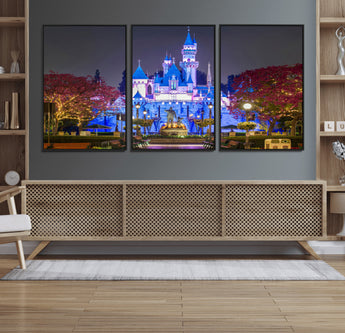 66710-MGV-CV-36X24-Enchanted Castle Wall Art – Magical Night Scene Canvas Print with Glowing Lights, Fantasy Architecture Artwork for Living Room,