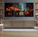 32816-MGV-CV-36X24-City Jazz Night Wall Art – Modern Abstract Urban Street Scene Canvas Print, Moody Music-Themed Decor for Living Room, Office, or