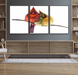 67752-MGV-FC-60X30-3P_Black-Cardinal Couple Wall Art – Male and Female Cardinal Canvas Print, Romantic Bird Artwork for Nature Lovers, Living Room, Bedroom,