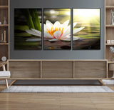 60352-MGV-CV-36X24-White Water Lily Wall Art – Lotus Flower Canvas Print with Sunlight Reflection, Peaceful Botanical Artwork for Living Room,