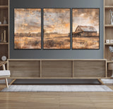 FARM2-MGV-FC-60X30-3P_Black-Rustic Farmhouse Wall Art Canvas Print, Framed Old Barn Art Picture Print, Southwestern Farmhouse Perfect Rustic Decor Artwork