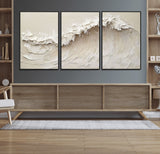 45175-MGV-CV-36X24-Textured Wave Wall Art Canvas Print, Framed Minimal Seascape Art Picture Print, Elegant Wave Perfect Modern Coastal Decor Artwork