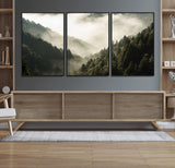 57570237-MGV-FC-60X30-3P_Black-Misty Valley Wall Art Canvas Print, Framed Foggy Forest Art Picture Print, Pine Trees Perfect Moody Woodland Decor Artwork