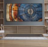 82059233-MGV-CV-36X24-Rustic Tree Ring Wall Art – Natural Wood Texture Canvas Print, Framed Abstract Tree Stump for Farmhouse, Log Cabin, Wooden House